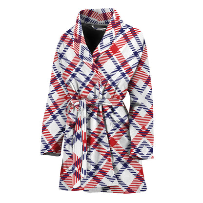 American Plaid Pattern Print Women's Bathrobe