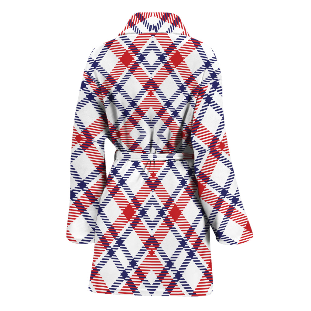 American Plaid Pattern Print Women's Bathrobe
