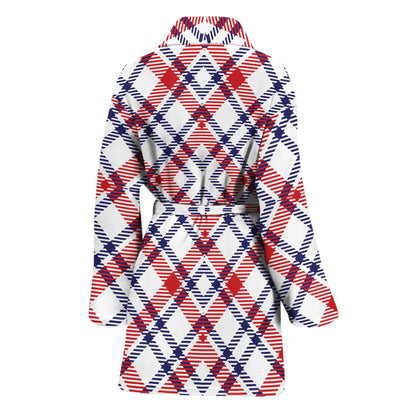 American Plaid Pattern Print Women's Bathrobe