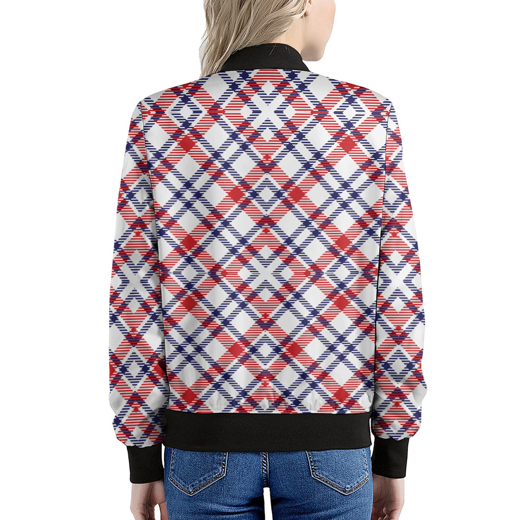 American Plaid Pattern Print Women's Bomber Jacket