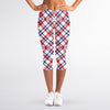 American Plaid Pattern Print Women's Capri Leggings