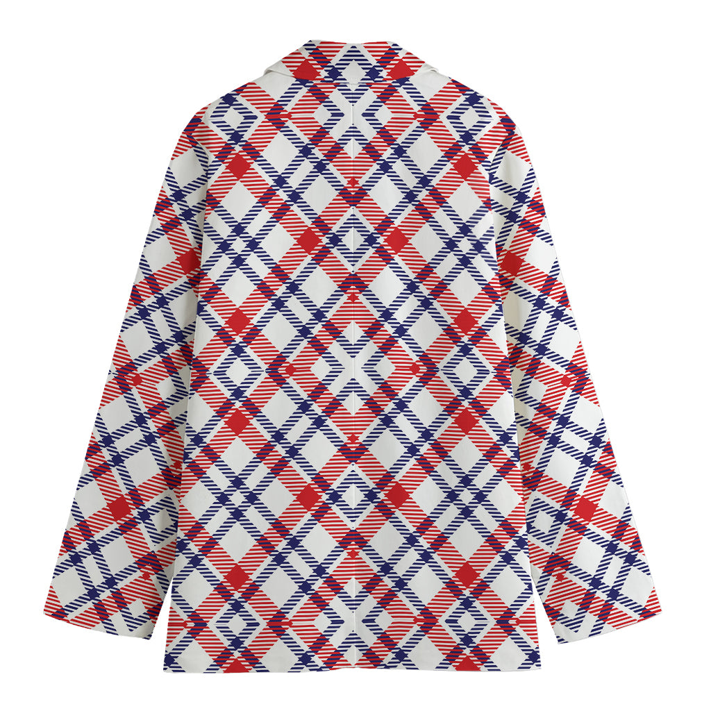 American Plaid Pattern Print Women's Cotton Blazer