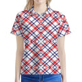 American Plaid Pattern Print Women's Polo Shirt