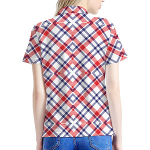 American Plaid Pattern Print Women's Polo Shirt