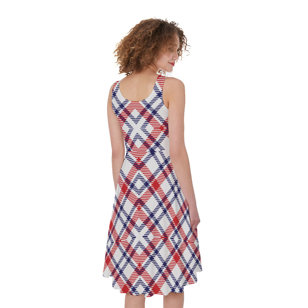 American Plaid Pattern Print Women's Sleeveless Dress