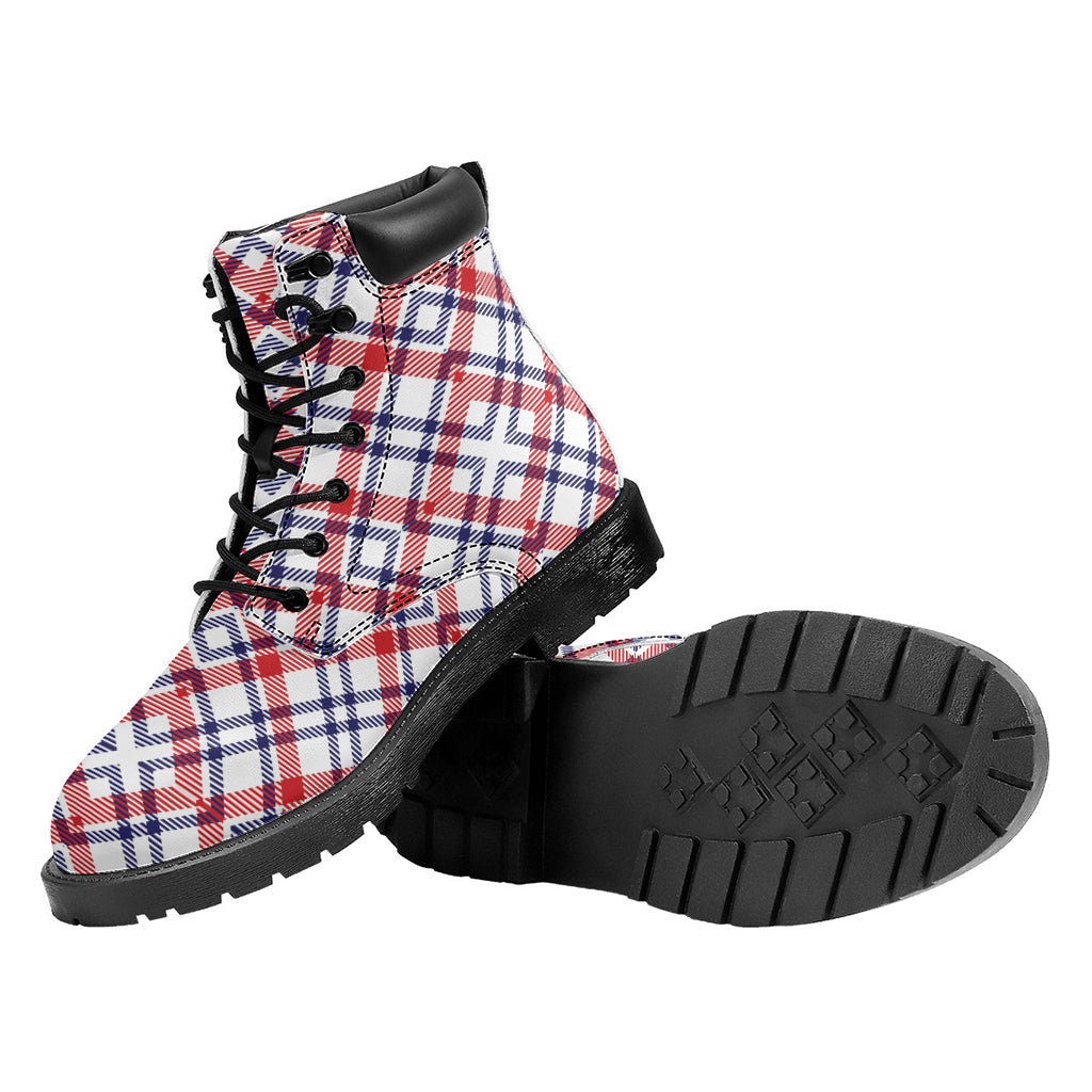 American Plaid Pattern Print Work Boots