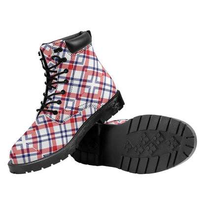 American Plaid Pattern Print Work Boots
