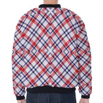 American Plaid Pattern Print Zip Sleeve Bomber Jacket