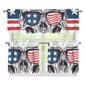 American Skull With Sunglasses Print 3 Piece Kitchen Curtains