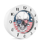 American Skull With Sunglasses Print Alarm Clock
