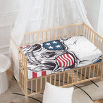 American Skull With Sunglasses Print Baby Crib Sheet
