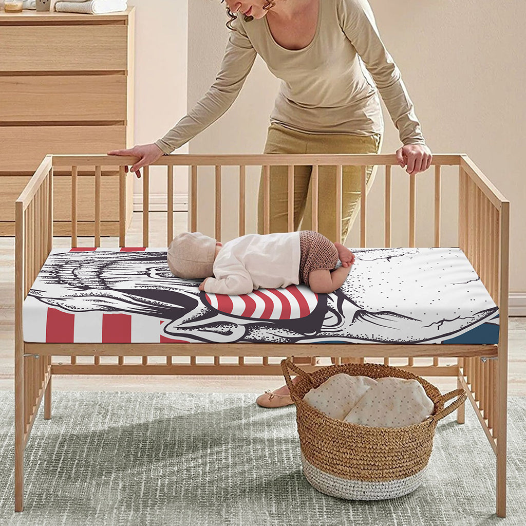 American Skull With Sunglasses Print Baby Crib Sheet