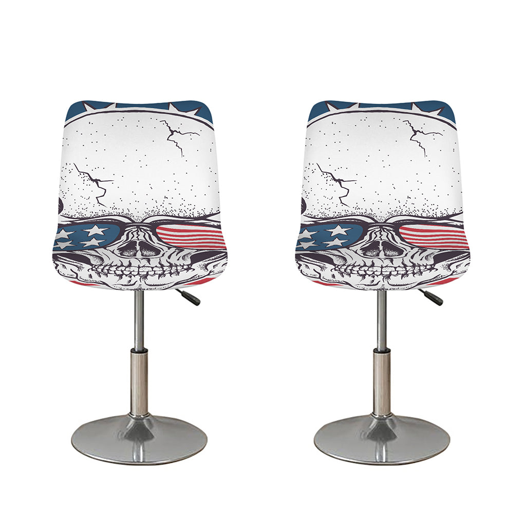 American Skull With Sunglasses Print Bar Stool Covers
