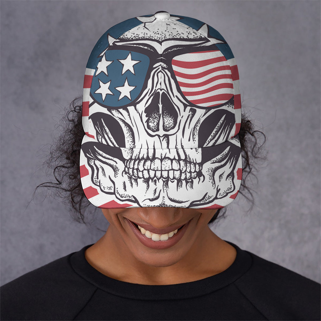 American Skull With Sunglasses Print Baseball Cap