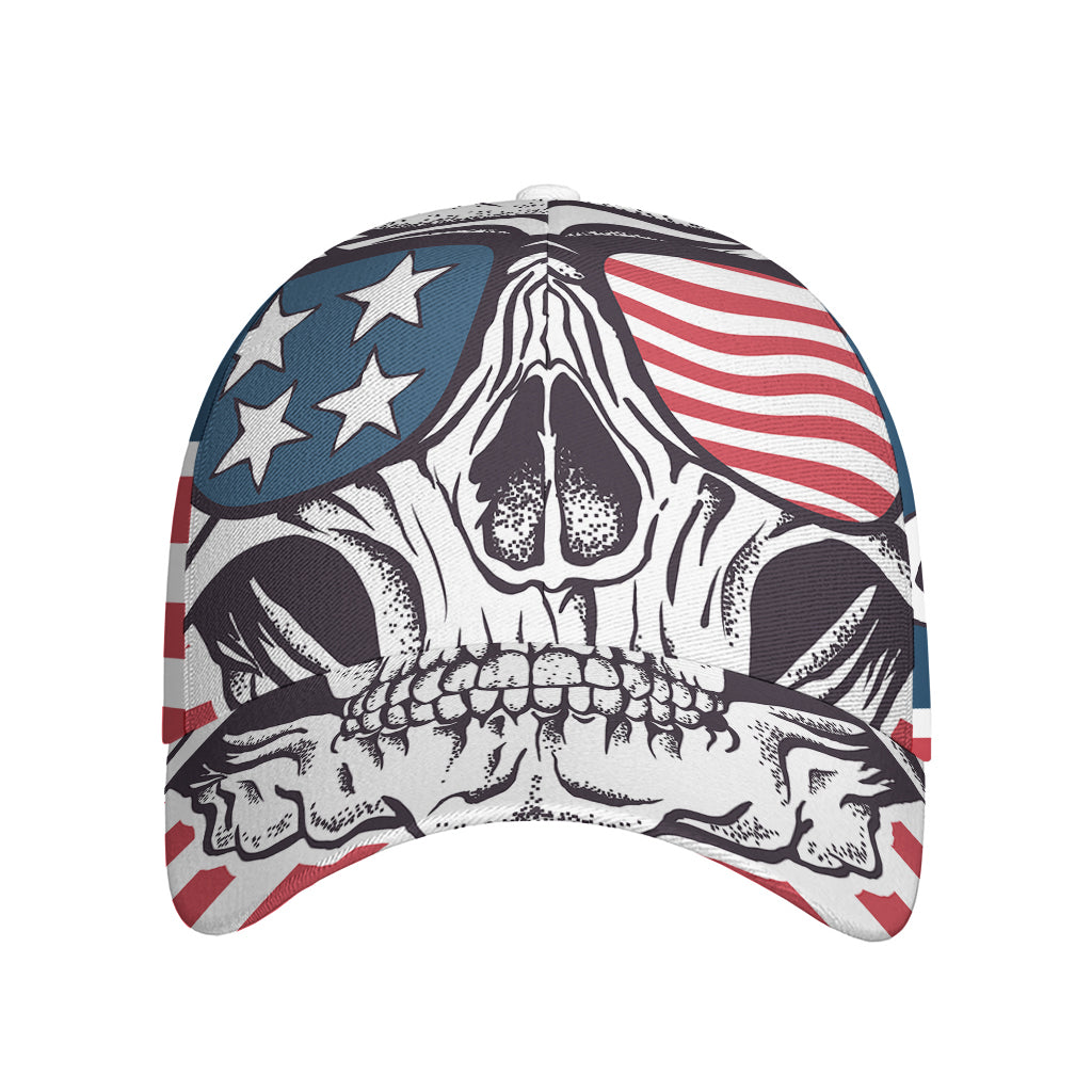 American Skull With Sunglasses Print Baseball Cap
