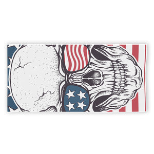 American Skull With Sunglasses Print Beach Towel