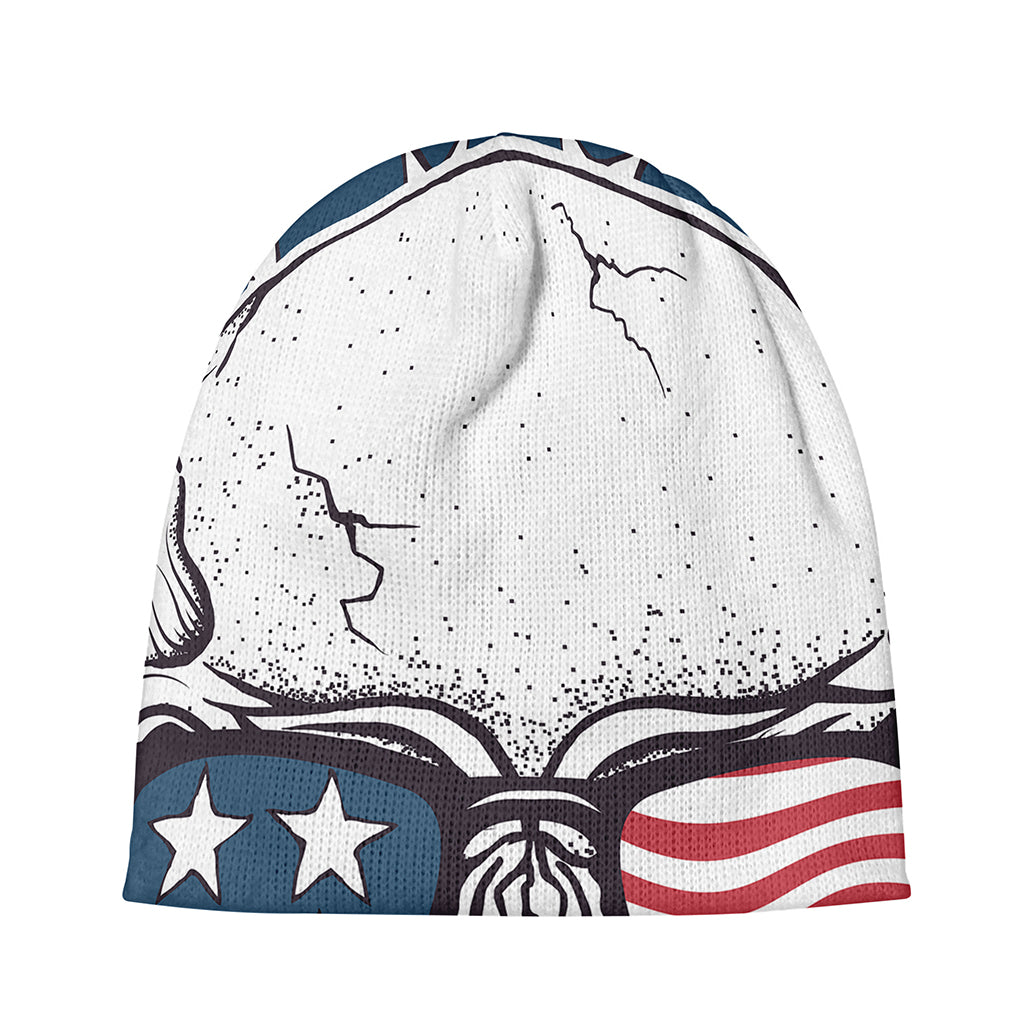 American Skull With Sunglasses Print Beanie