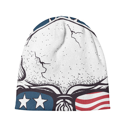 American Skull With Sunglasses Print Beanie