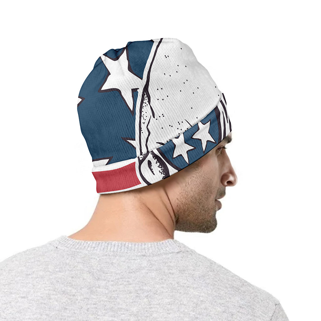 American Skull With Sunglasses Print Beanie
