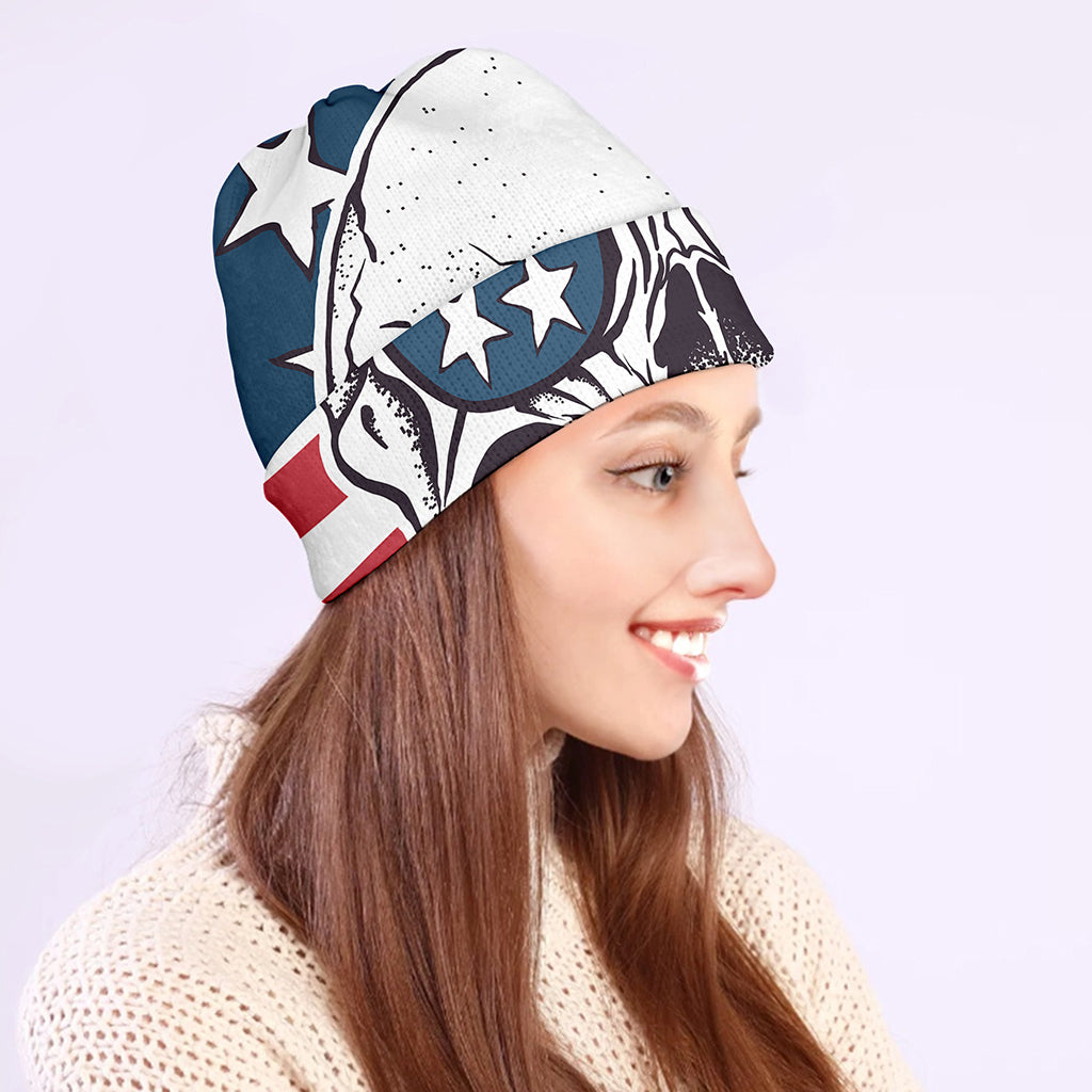 American Skull With Sunglasses Print Beanie