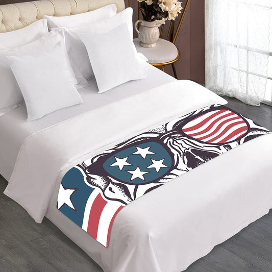 American Skull With Sunglasses Print Bed Runner