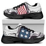 American Skull With Sunglasses Print Black Chunky Shoes