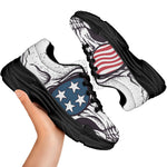 American Skull With Sunglasses Print Black Chunky Shoes