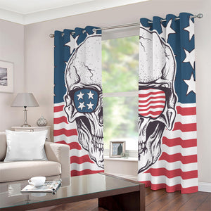 American Skull With Sunglasses Print Blackout Grommet Curtains