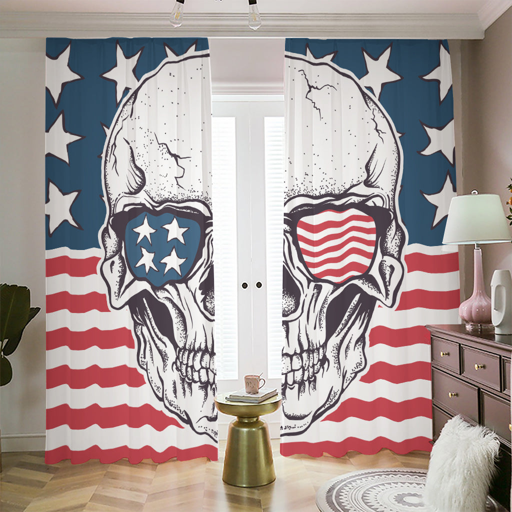 American Skull With Sunglasses Print Blackout Pencil Pleat Curtains