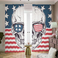 American Skull With Sunglasses Print Dimout Pencil Pleat Curtains