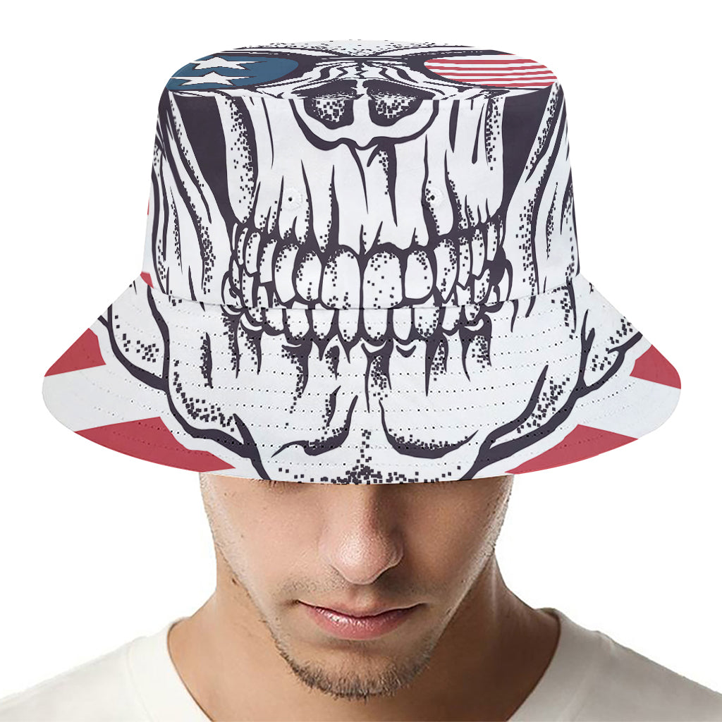 American Skull With Sunglasses Print Bucket Hat