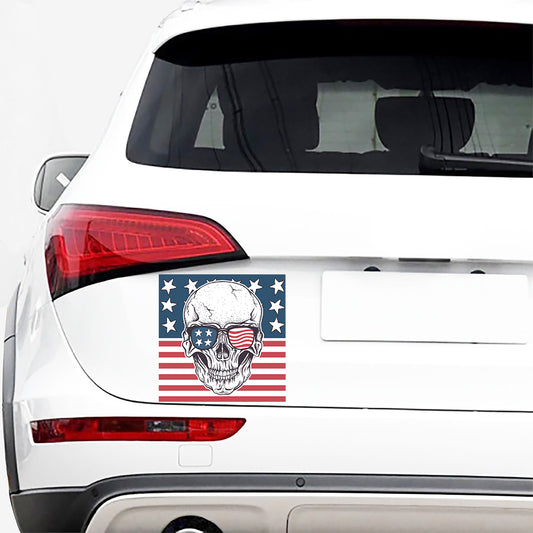 American Skull With Sunglasses Print Car Sticker