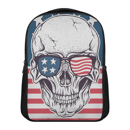 American Skull With Sunglasses Print Casual Backpack