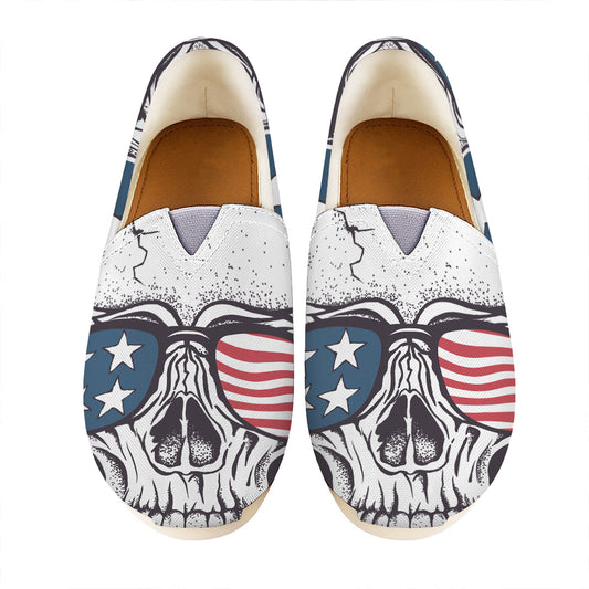 American Skull With Sunglasses Print Casual Shoes