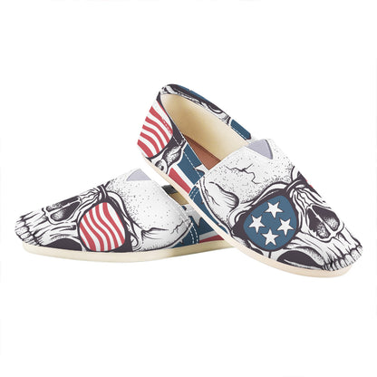 American Skull With Sunglasses Print Casual Shoes