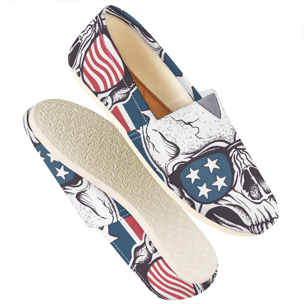 American Skull With Sunglasses Print Casual Shoes