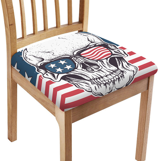 American Skull With Sunglasses Print Chair Cushion Cover