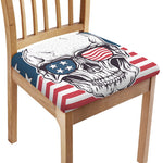 American Skull With Sunglasses Print Chair Cushion Cover