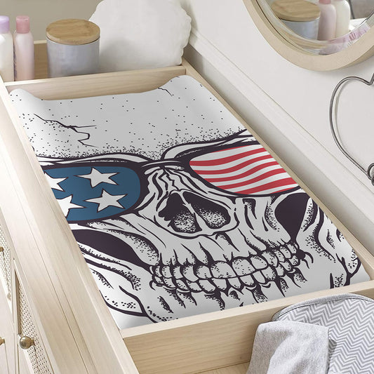 American Skull With Sunglasses Print Changing Pad Cover