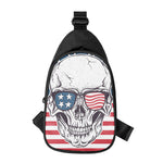 American Skull With Sunglasses Print Chest Bag
