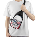 American Skull With Sunglasses Print Chest Bag