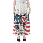 American Skull With Sunglasses Print Chiffon Maxi Skirt