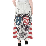 American Skull With Sunglasses Print Chiffon Maxi Skirt
