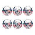 American Skull With Sunglasses Print Coaster Set