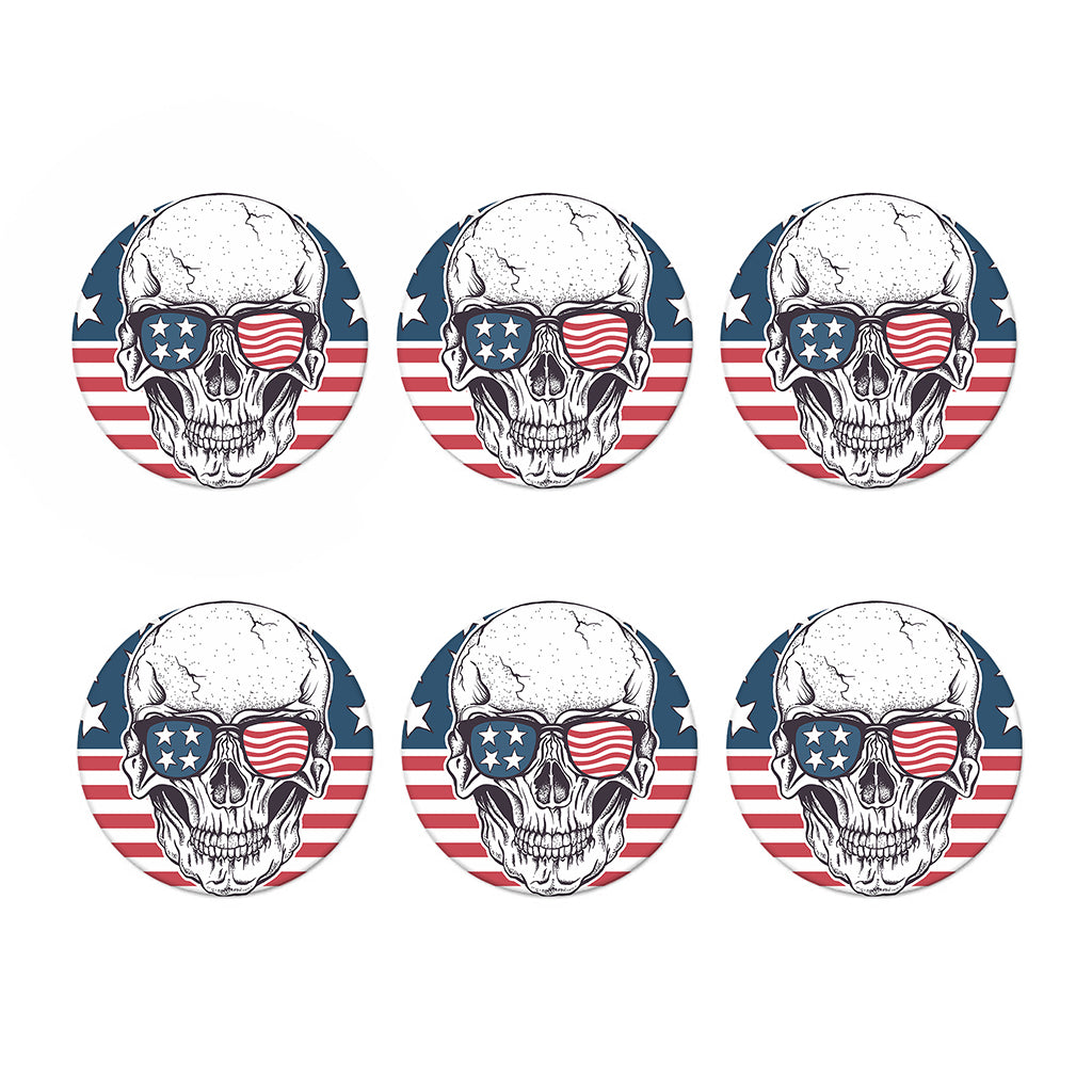 American Skull With Sunglasses Print Coaster Set