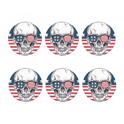 American Skull With Sunglasses Print Coaster Set