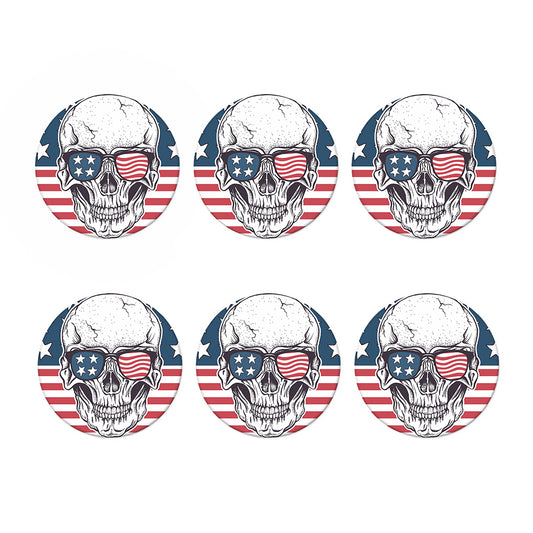 American Skull With Sunglasses Print Coaster Set