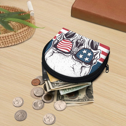 American Skull With Sunglasses Print Coin Purse