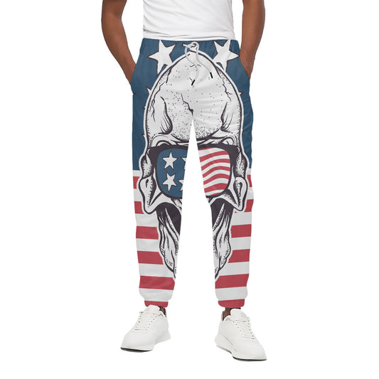 American Skull With Sunglasses Print Cotton Pants