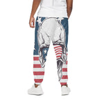 American Skull With Sunglasses Print Cotton Pants